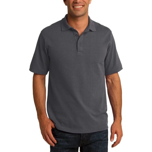 NWOT Banana Republic Men's L Polo Shirt  Gray 100% Cotton Short Sleeve - Picture 1 of 7
